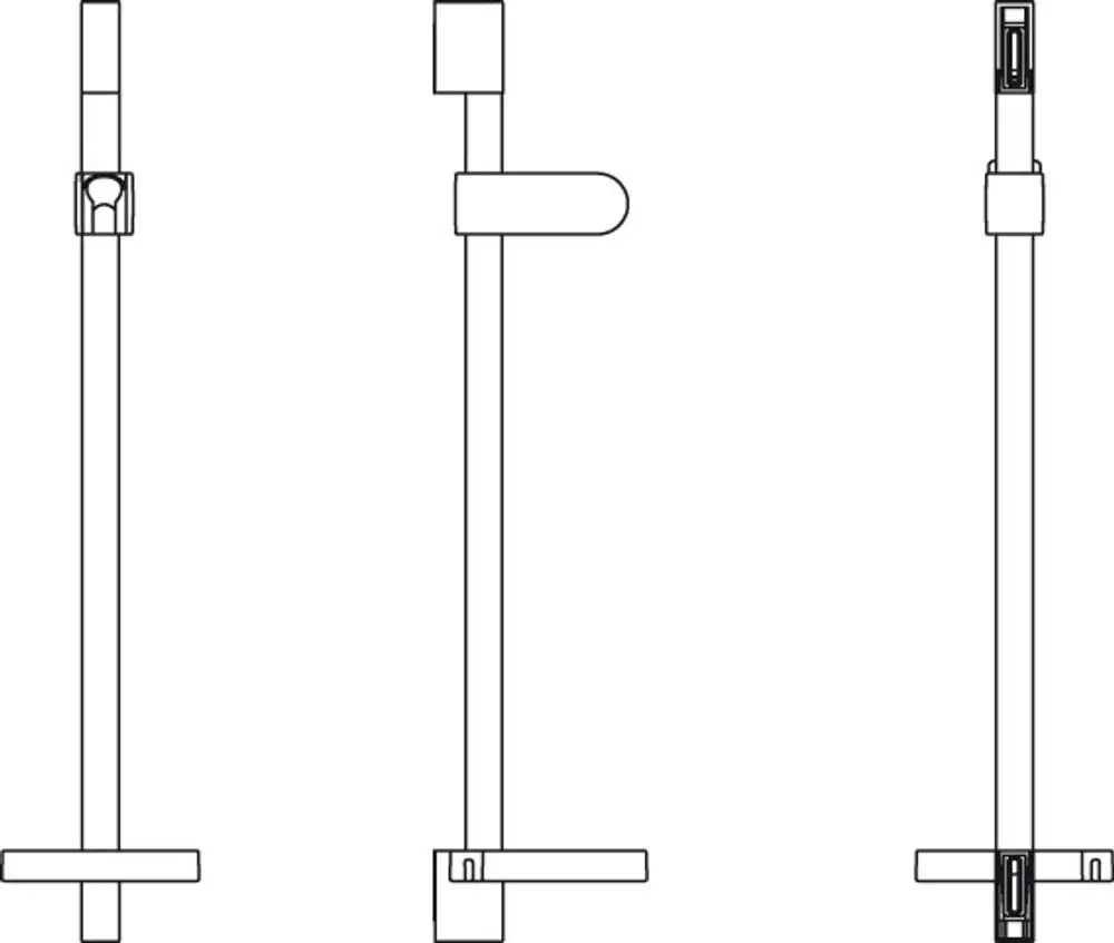Ideal Standard Brausestange in Chrom, mehrteilige Konstruktion mit verschiedenen Halterungen und Befestigungen, geeignet für die Montage im Badezimmer.